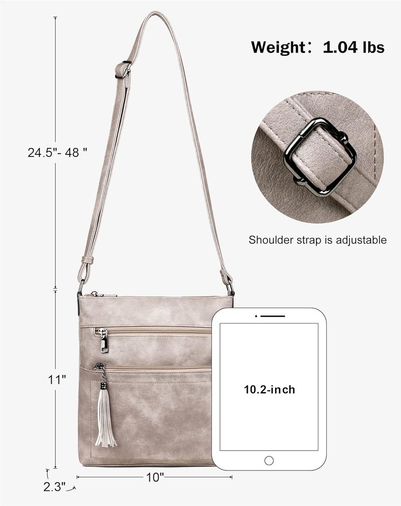 MASINTOR Crossbody Purses for Women, Multi Pocket Casual Crossbody Bag, Adjustable Strap Shoulder Bag with Tassel - Image 4